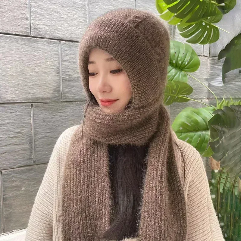 Winter Knitted Skullies Hat Scarf Set Cold Proof Ear Protection