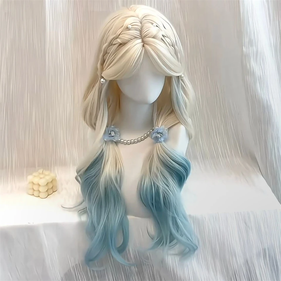 Blue Ombre Synthetic Cosplay Wig for Women