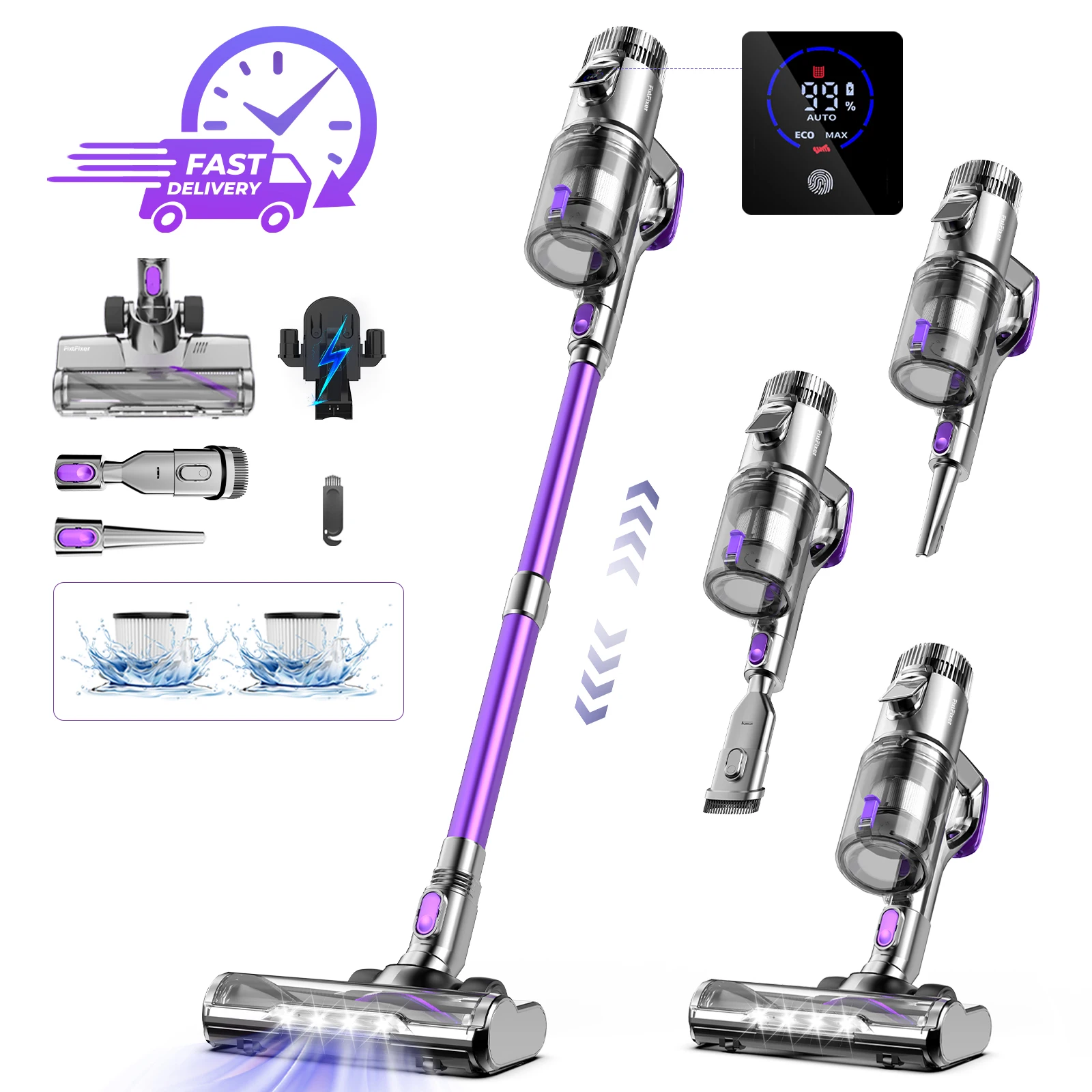 Aspirateur Balai Sans Fil Fixtfixer 4 En 1 - Portable Et Rechargeable - Neuf Sous Blister