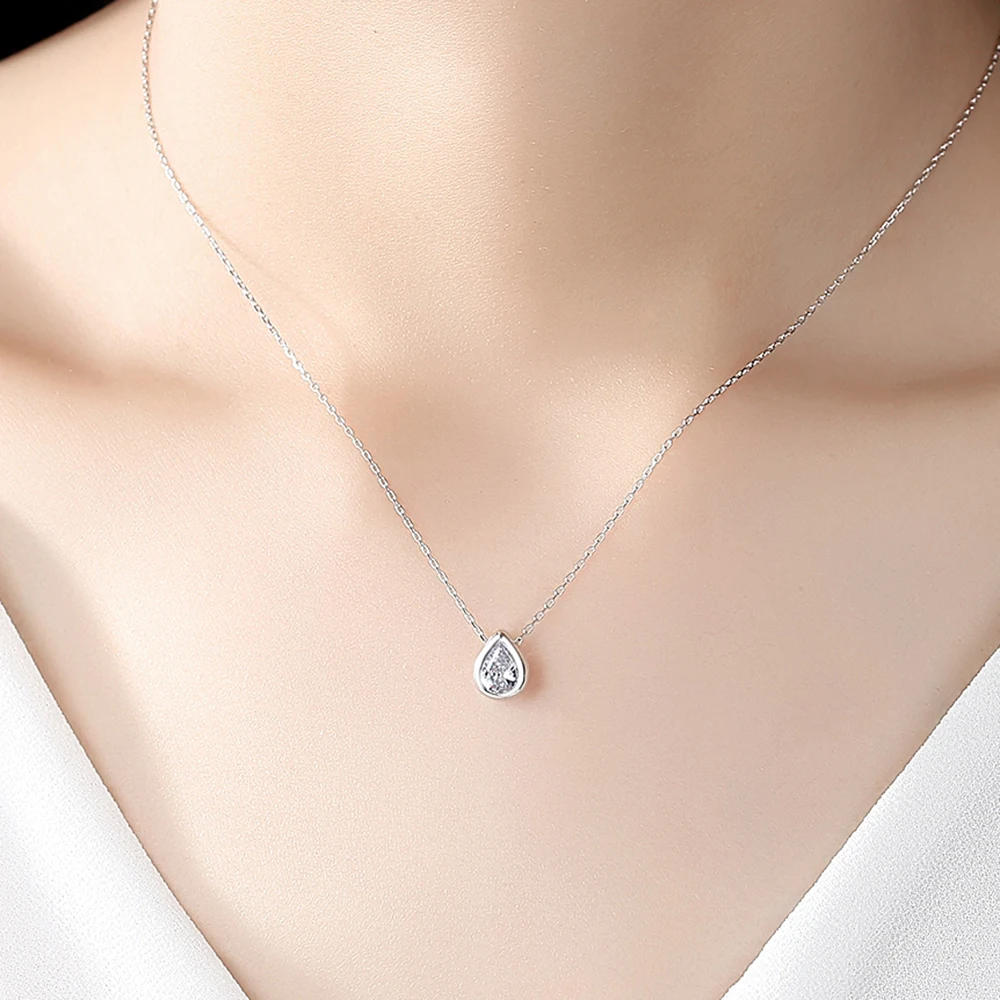 Ciondoli goccia d'acqua in argento sterling Collana a catena con castone con castone elegante da donna con temperamento cubico_voghion.com