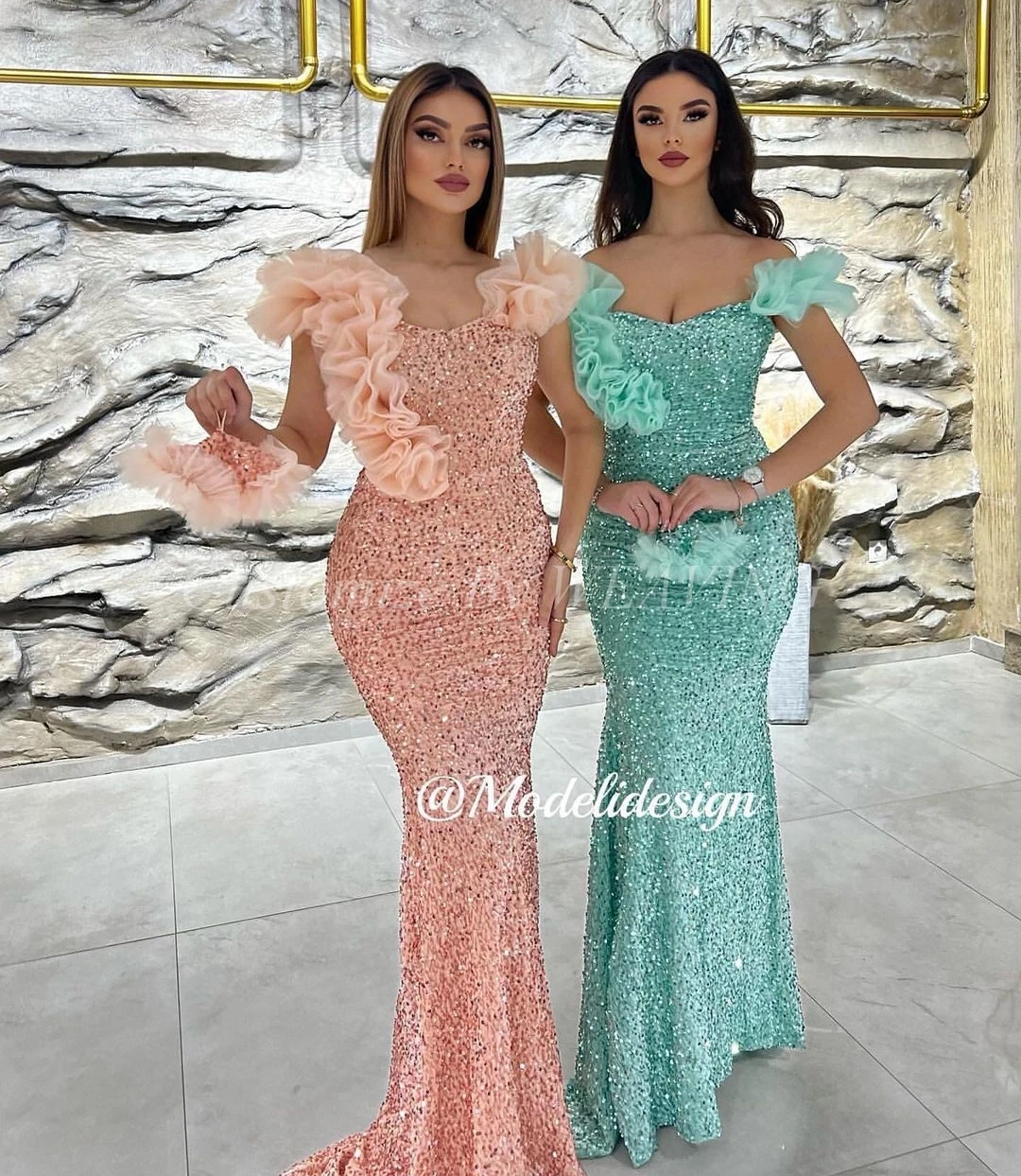 

Mermaid Sequins Evening Dresses Strapless Floor Length Saudi Arabia Prom Gowns Formal Party Dress