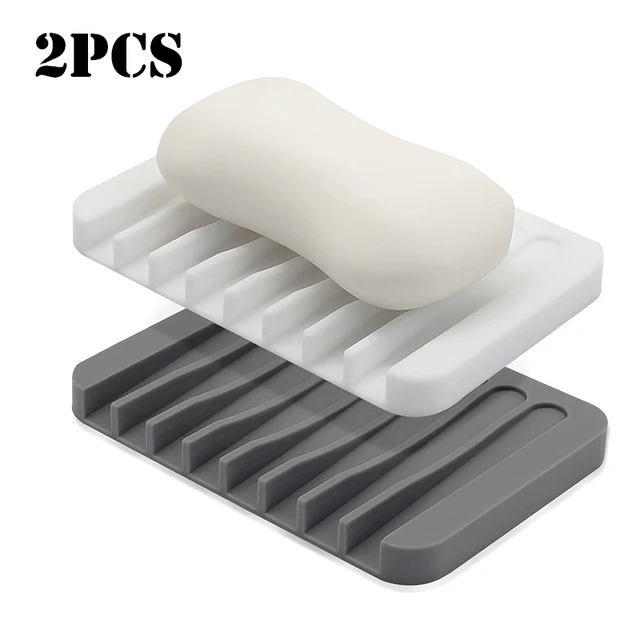 1/2pcs Self Draining Soap Holder Silicone Soap Dish Soap Saver for Shower Bathroom Kitchen Sponges Keep Soap Bars Dry Clean