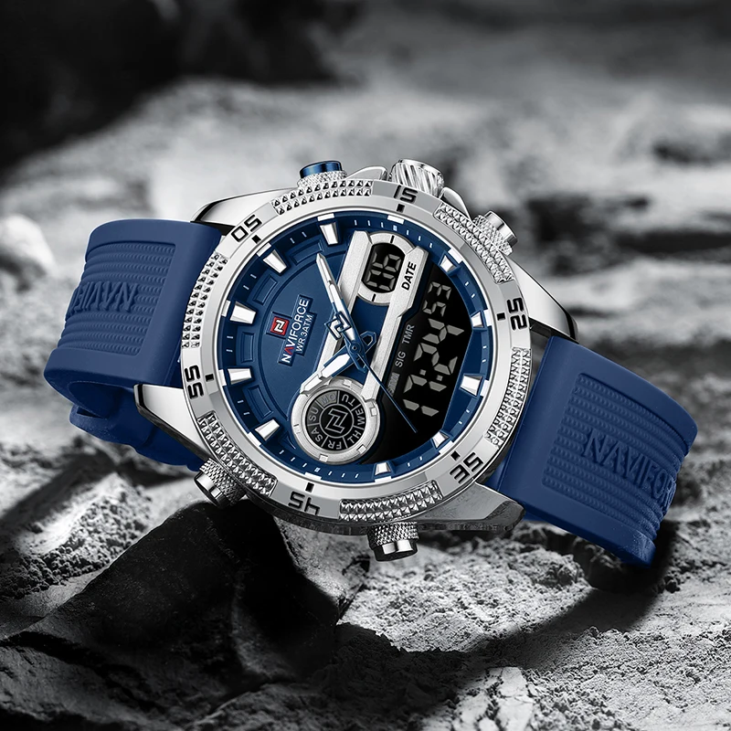 NAVIFORCE analogico digitale moda uomo orologi doppio Display