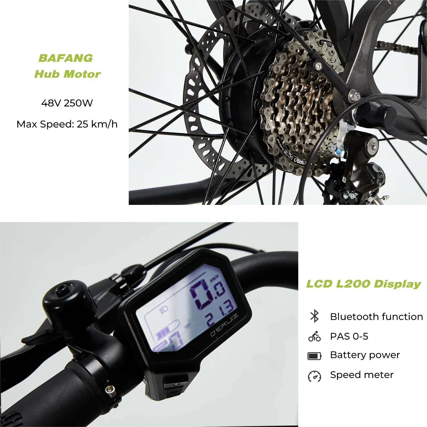 2024 New Electric Bike Bafang 48V 250W Motor DERUIZ Electric Bike