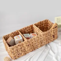 Handmade Woven Three Compartment Storage Basket Desktop Storage Basket Storage Basket Gourd Grass Rattan Woven Storage Basket 1