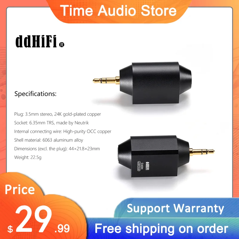 

DD ddHiFi DJ65M 6.35mm Female to 3.5mm Male Audio Adapter, Adapting 6.35mm Headphones to 3.5mm Terminated Devices