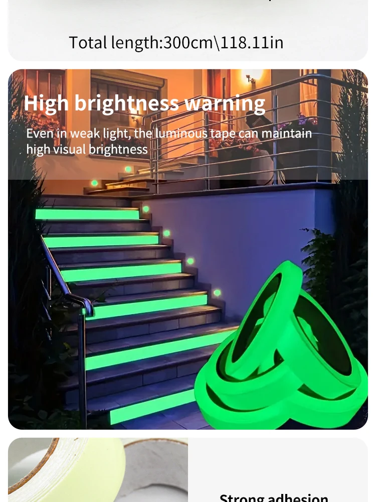 Description Picture 6 of itemLuminous Tape Green Safety Warning Floor Lights Stage Stairs Anti-slip Stickers Reflective Fluorescent Tape