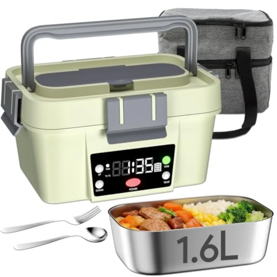 Cordless Electric Lunch Box Smart Timer Auto Heating Lunch Box with Large Capacity 16000mAh Rechargeable Food Warmer for Work C