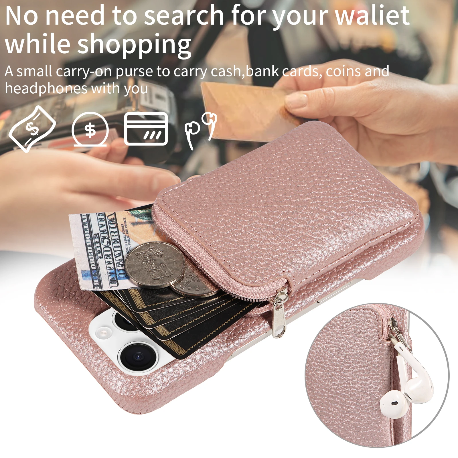 Elegant Faux Leather Phone Case with Card Holder - Shockproof & Drop-proof Protection