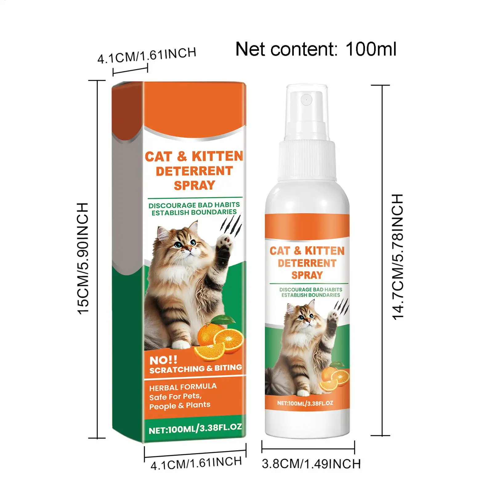 100ml 고양이 안티 스크래치 스프레이 오렌지 향기 소파 커튼 보호대 제한 구역 고양이 개 스크래치 방지 애완 동물 훈련 보조