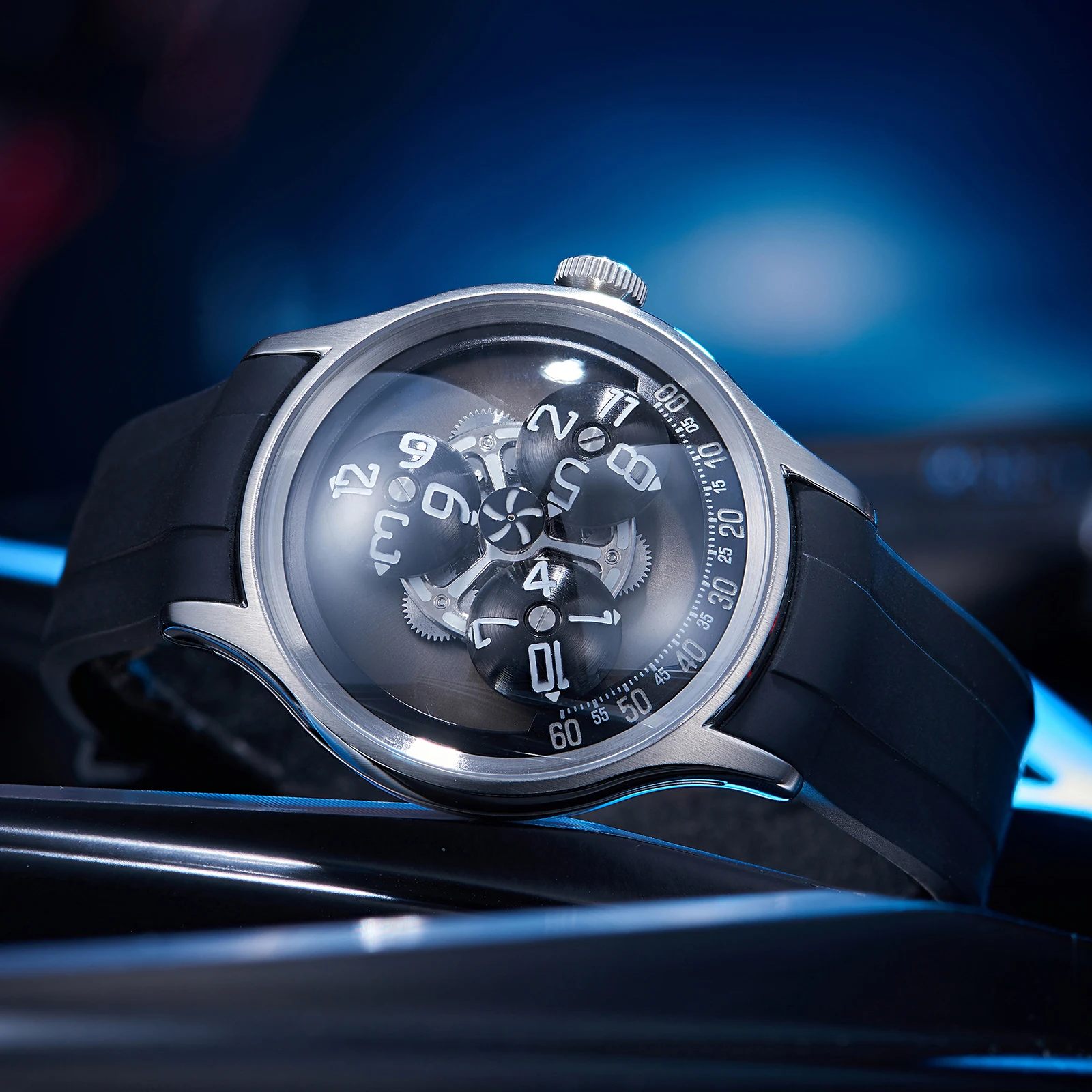 Oblvlo-メンズラグジュアリーウォッチ,自動巻き時計,発光ゴム