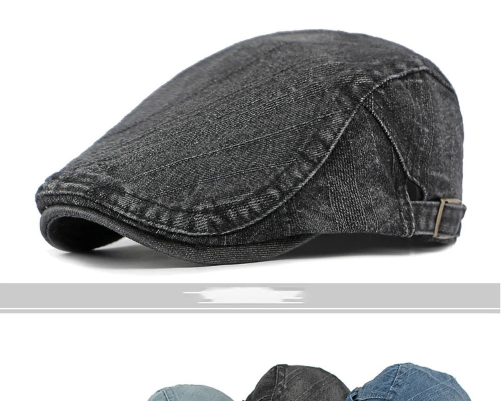 Hot Sale HT4337 Berets New Fashion Spring Summer Autumn Cs for Men Women Washed Cotton Denim Hat Male Female Adjustable Beret_mkmklike.com