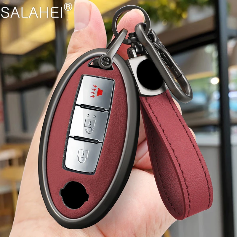 

Zinc Alloy Leather Car Remote Key Case For Nissan Qashqai X-Trail T32 T31 Juke J10 J11 Kicks Tiida Pathfinder Note For Infiniti