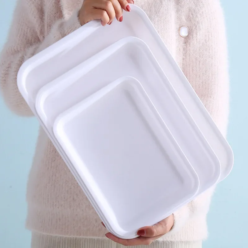 Plastic Rectangular Deepening Tray Deli Dish Bread Plate Breakfast Tray Multifunctional Cup Sundries Storage Kitchen Supplies 2