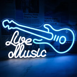 Guitar Neon Sign Art Guitar Decor Neon Lights Music Studio Bar Party Club LED Light Up Sign Gift for Music Lover Girl Boy Neon