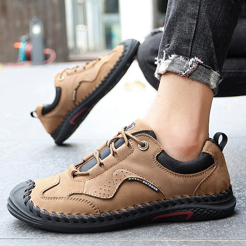 

Men's Casual shoes Lace-up Shoes Genuine Leather Mens Comfortable Driving shoes handmade Flats Men Classic Outdoor Oxfords men