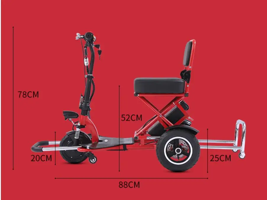 Folding Electric Tricycle for Adults Seniors Mobility Scooters Disabled