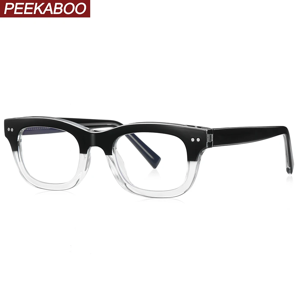 

Peekaboo classic unisex blue light blocking glasses women TR90 clear lens square glasses frame men korean style CP acetate grey