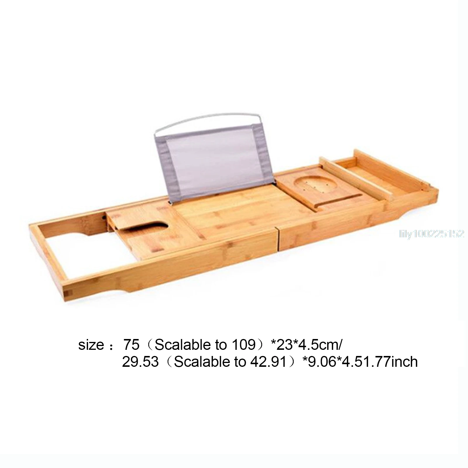 Extendable Table Bathtub Caddy Tray Wooden Bath Caddy Bath Board Shelf Tablet/Phone Red Wine Cup Slot Holder Tray