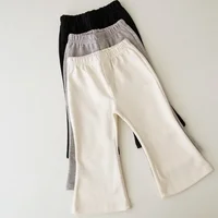 2024 New Baby Autumn Pants Girls Solid Color Elasticity Leggings Cotton Flared Trousers 1-6Y Kids Toddlers Spring Casual Clothes 3