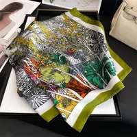 Women Popular Print Silk Scarf 70X70cm Square Scarves 2024 New Fashion Travel Decoration Sunscreen Bandannas Kerchief Hair Band 6
