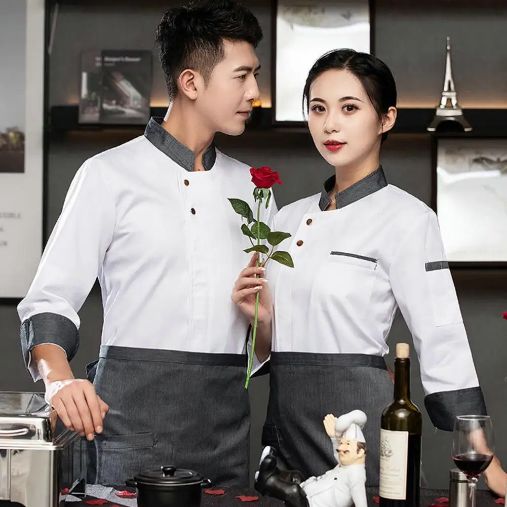 Chef Uniform Anti-pilling Chef Jacket Long Sleeves Trendy Women Men Service Bakery Breathable Cook Coat Pastry Clothes