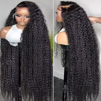 Couleur naturelle vague profonde 40 46 pouces 13x4 13x6 HD Transparent pleine dentelle frontale bouclés brésilien cheveux humains perruques d'eau 200 densité 1