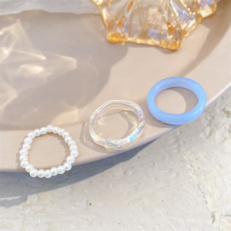 Acryl Perlenring Set Modischer Schmuck Für Damen_voghion.com