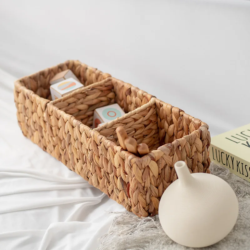 Handmade Woven Three Compartment Storage Basket Desktop Storage Basket Storage Basket Gourd Grass Rattan Woven Storage Basket 4