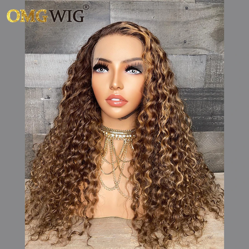 Deep Wave Human Hair Wigs For Women 4x4 Closure Wig Highlight Honey Blonde  Water Wave 13x4 Frontal Wig Brazilian Hair T Part Wig