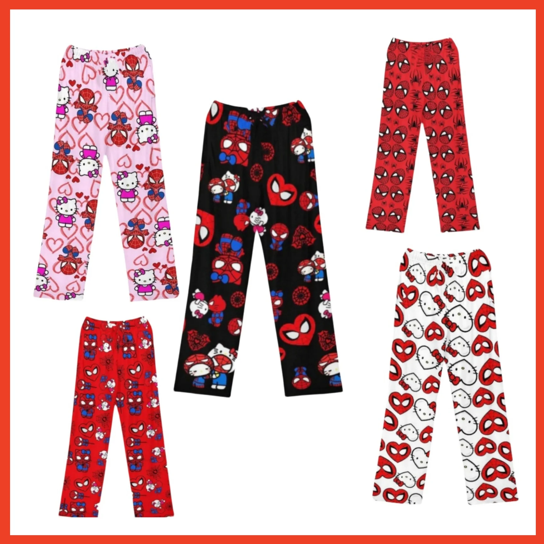 Miniso Spiderman Hello Kitty Cartoon Women's Pajama Long Pants Spring/Summer Korean Edition Home Leisure Couple Pants Sleep Pant