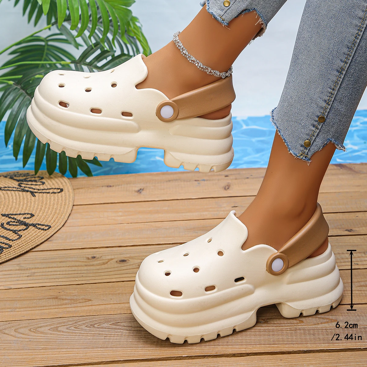 Chunky Platform Clogs Shoes for Women Thick Bottom Non Slip Beach Sandals Woman Summer 2025 Fashion Wedges EVA Sandals Slippers