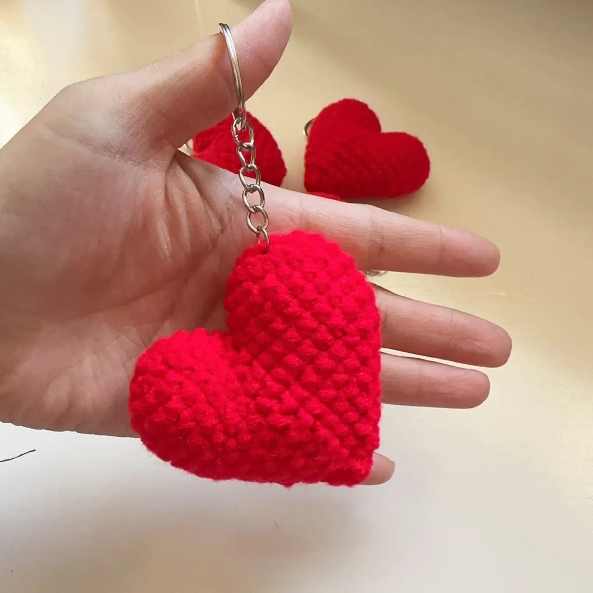 1/2/3pcs Pink red Crocheted Heart Cards Handmade Crochet Love Ornament Valentine's Day Gift Wedding Gifts