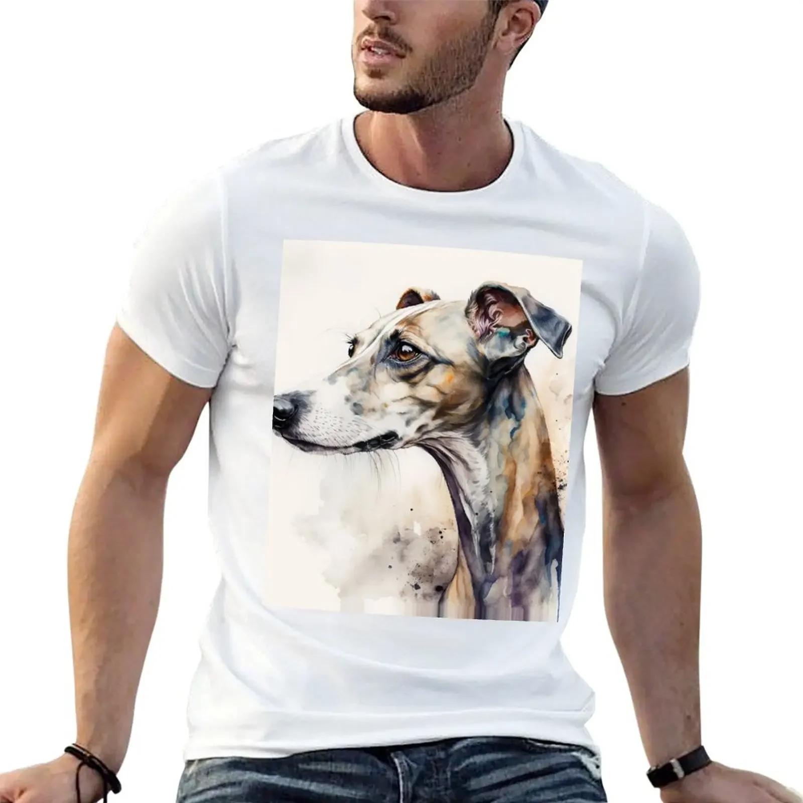 

Whippet Watercolor Print T-shirt quick-drying sublime korean fashion mens graphic t-shirts hip hop
