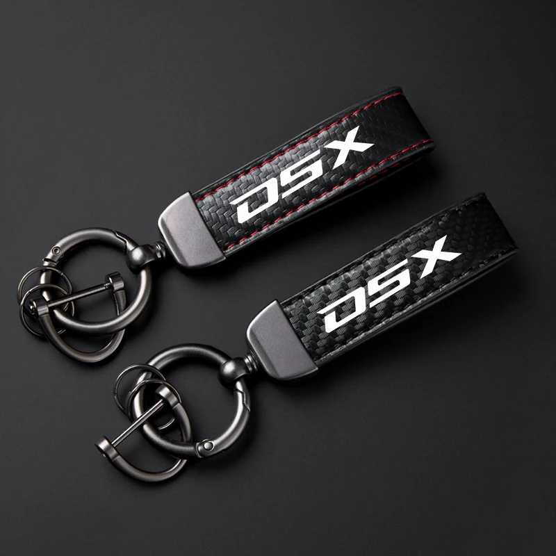 Carbon Fiber Patterned Leather Rope Keychain Keyring
