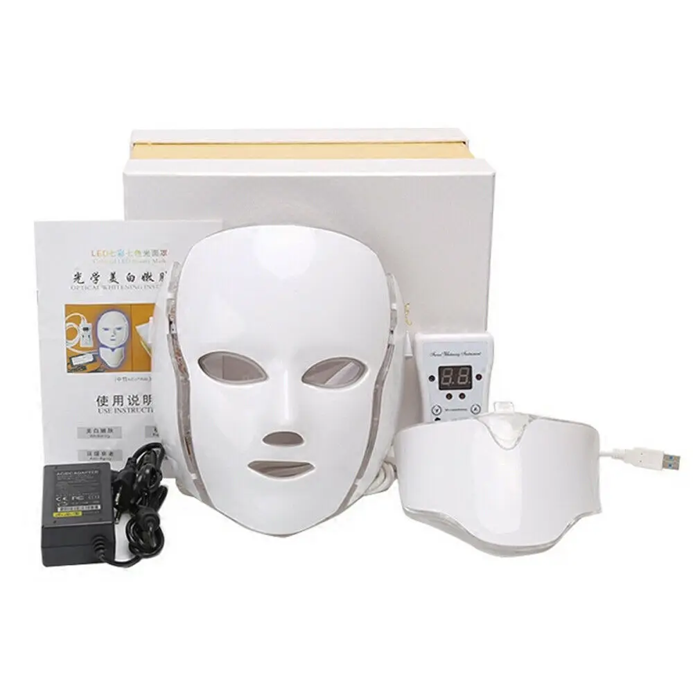 

7 Colors Light Korean Photon Therapy Face Mask Red Light Therapy Acne Wrinkle Removal Beauty LED Facial Mask with Neck