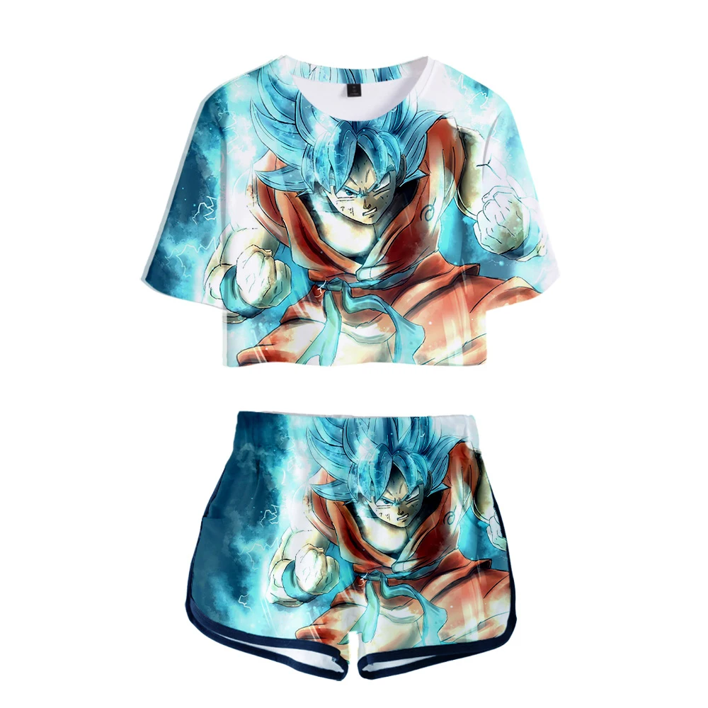 Short Sleeve Casual Dragon Ball 3D Printed T-Shirt sweatshirt Two Piece Set  stranger things womens T Shirt +shorts Harajuku