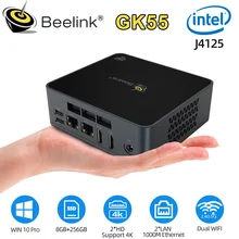 Beelink-Mini ordenador de escritorio GK55, 8GB, 256GB, SSD, J4125 Intel Celeron, Quad Core, DDR4, Windows 10, HD, 1000M, LAN, Wifi Dual, 128GB