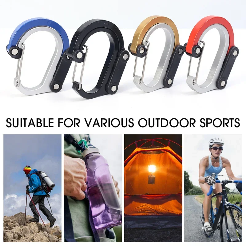 Hybrid Gear Clips Multi-function Swivel Buckle D-Type Carabiner Non-Locking  Strong Clip Camping Fishing Hiking Travel Outing