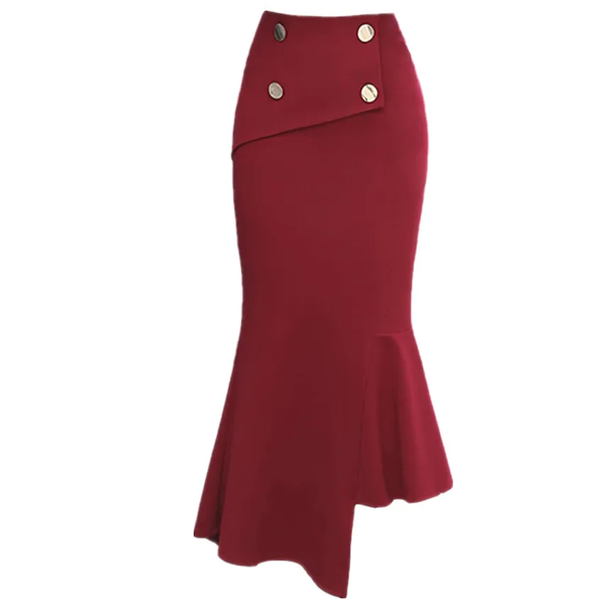 

Spring 2023 OL Mermaid Long Skirts Women High Waist Irregular Slim Hip Plus Size Office Lady