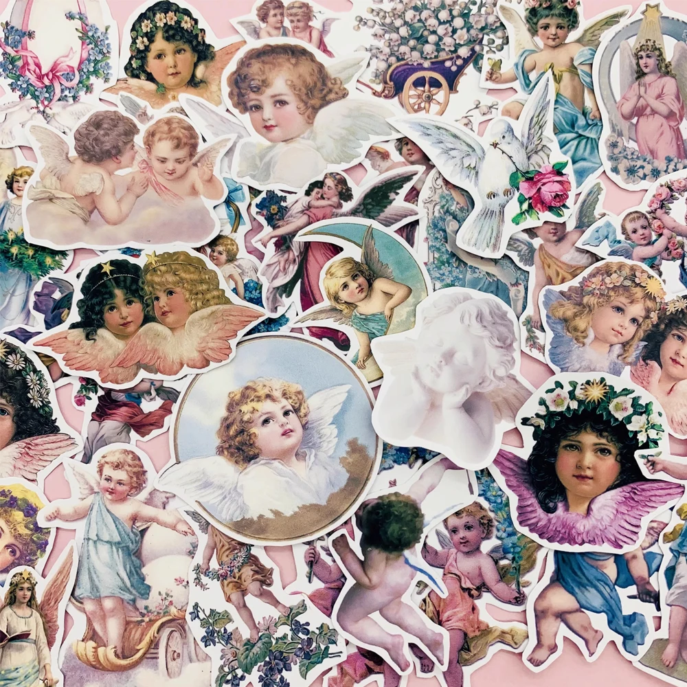 

Pack of 35 Vintage Angel Stickers Pack, Retro Decal Set for Scrapbook, Journal, Notebook, Phone, Laptop DIY Craft Decoration