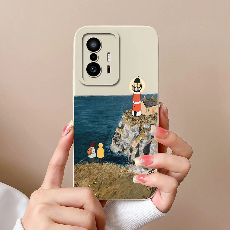 Fashion Design Matte Liquid Silicone Case with Screen Protector for Xiaomi 11T Pro - Sweet Girls Collection