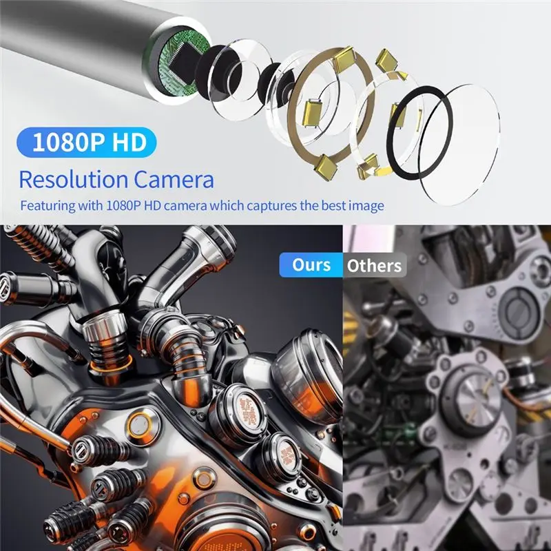 ABHX-2MP 1080P WIFI USB 2방향 조절 가능 180도 회전 스티어링 산업용 블랙 내시경 검사 현미경 카메라