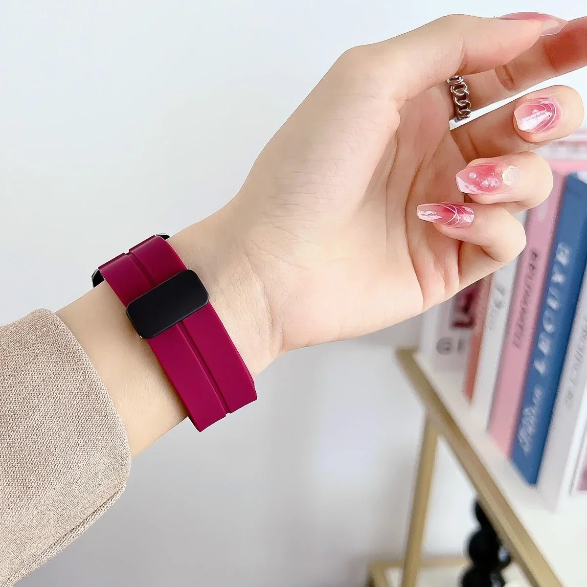 Silicone Sports Band with Magnetic D Buckle and PC Hollow Case - Universal Fit Bracelet
