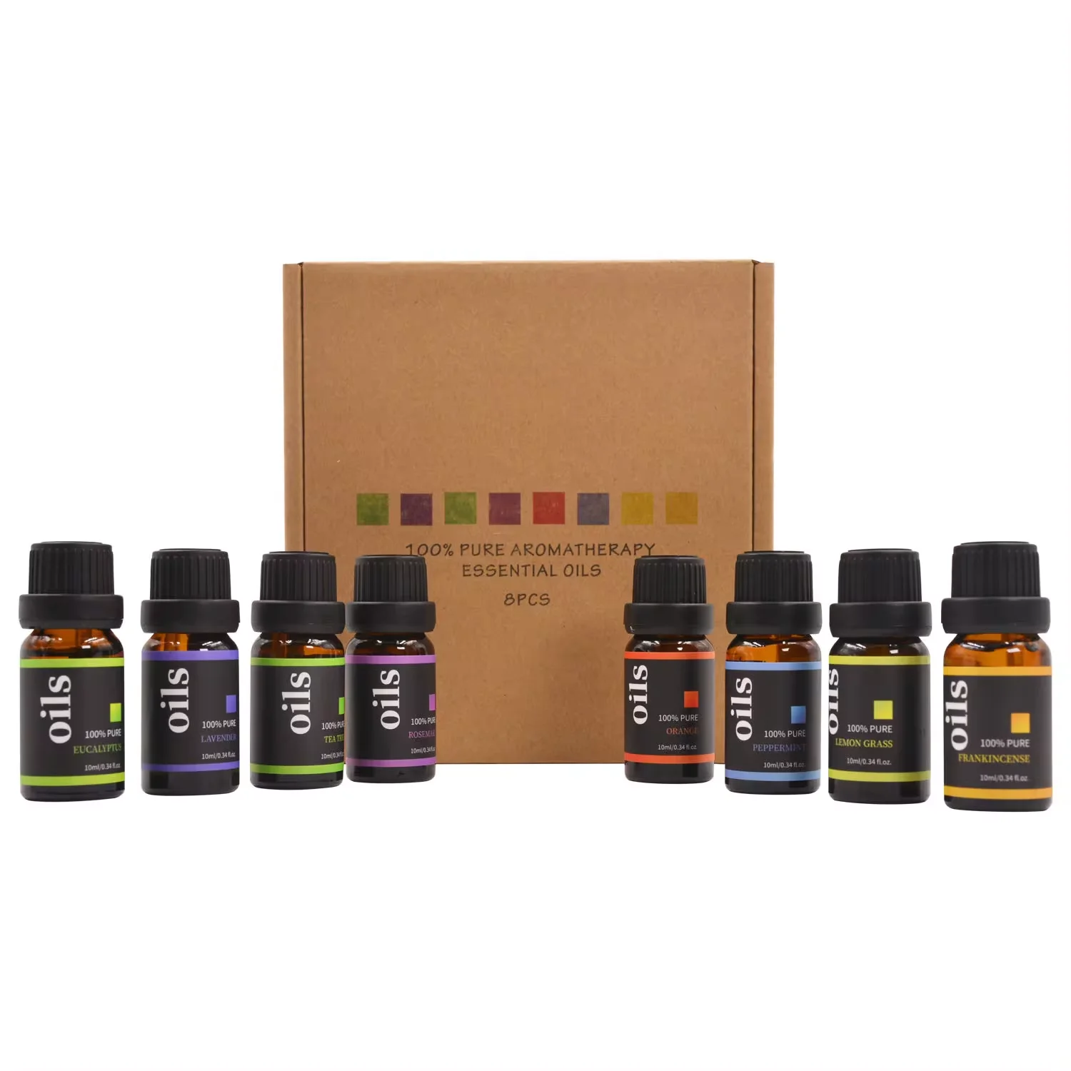 GZE Essential Oils Top 8 Gift Set Pure Essential Oils for Diffuser Humidifier Massage Skin Hair Care