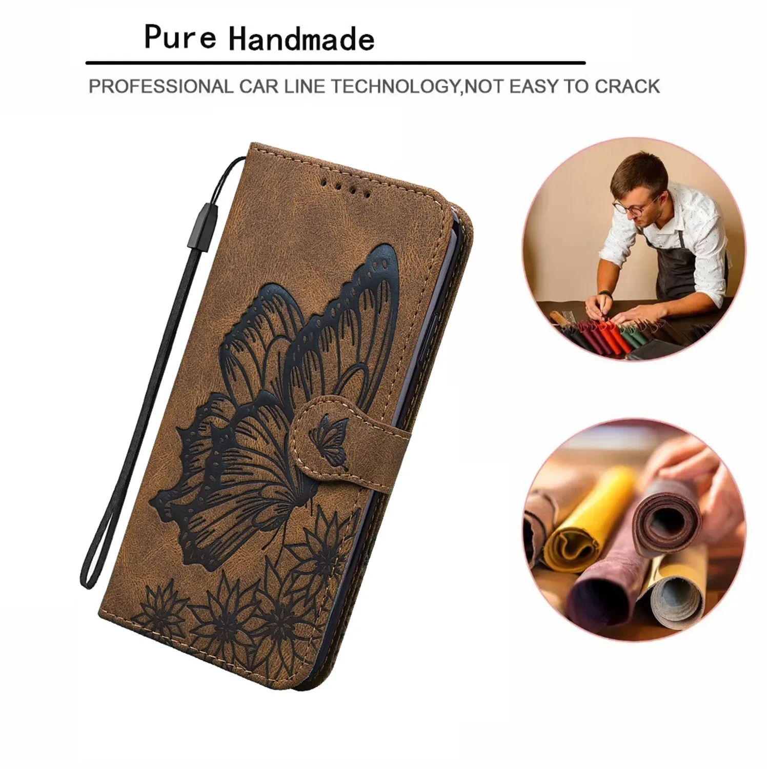 Luxury Leather Flip Wallet Case with Card Slots and Stand Feature