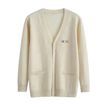 

Womens Brand Maison Fox Emb Logo Appliqued Wool Cardigan Lady Slim Fit V-Neck Clothing Coat Street Fashion Sweaters XS-5XL