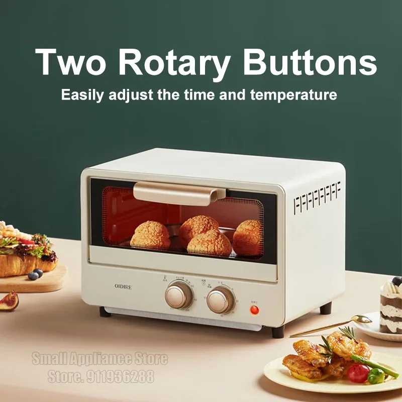 OIDIRE 12L Electric Oven Bread Toaster Pizza Cake Cookies Maker Dessert Baking Tool Breakfast Machine BBQ Roaster 60min Timing