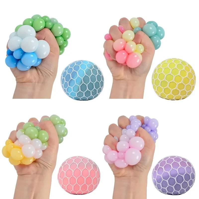 Stress relief toys 2Pcs 6CM Color Random TPR Soft Rubber Squeeze Balls Flour Grape Balls Stress Relief Squeeze & Release Toys