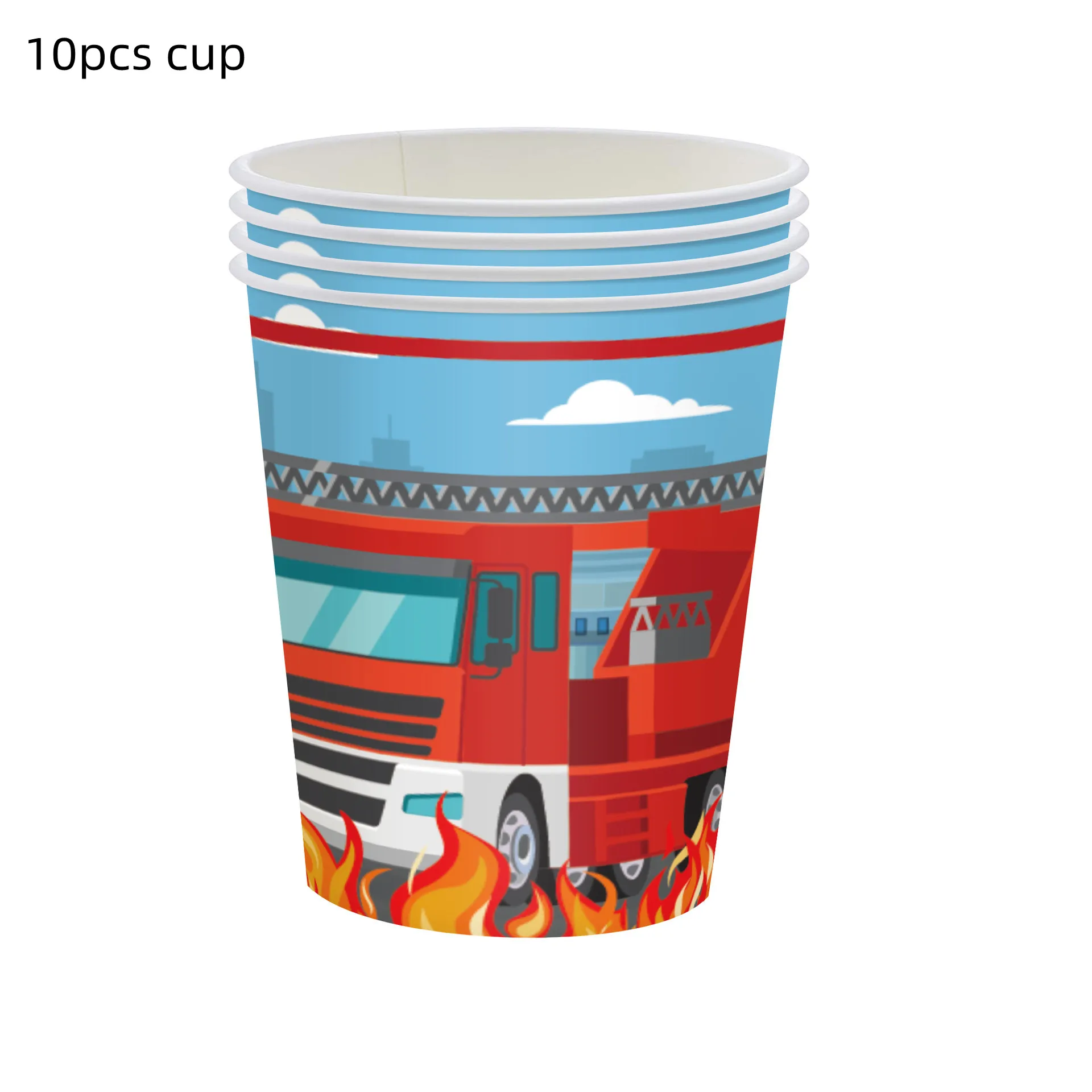 Description Picture 5 of itemFireman Fire Truck Birthday Decoration Disposable Tableware Fire Engine Balloon Tablecloth Cup Plate Baby Shower Kid Party Suppl